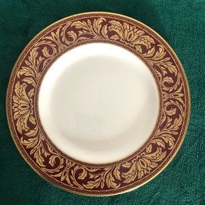 Royal Doulton Tennyson vintage Elegant Gold, cream, Maroon salad plate 8” FOUR
